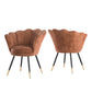 Black and Gold Metal Leg Velvet Seashell Accent Chairs (Set of 2) - Salmon Pink
