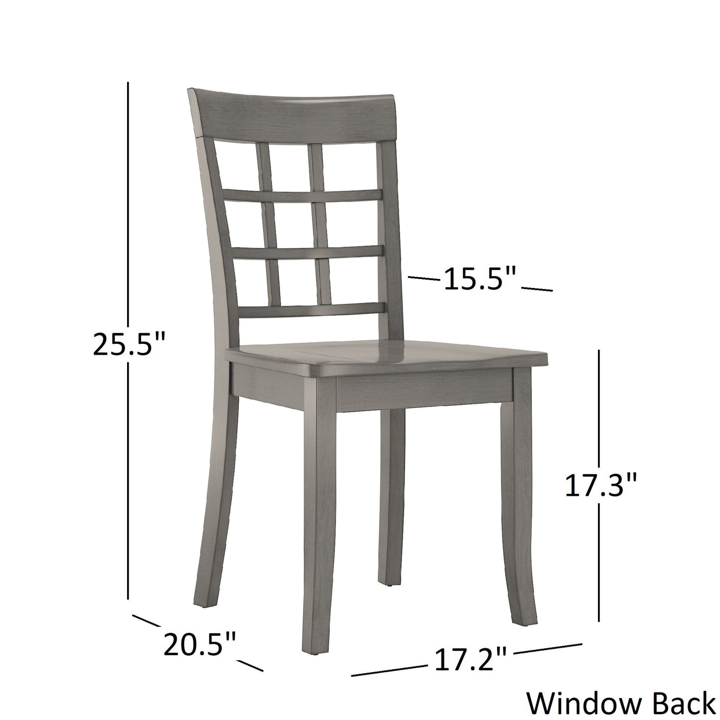 Oak Wood Finish 48-inch Rectangle Dining Set - Antique Grey Finish, Window Back Chairs