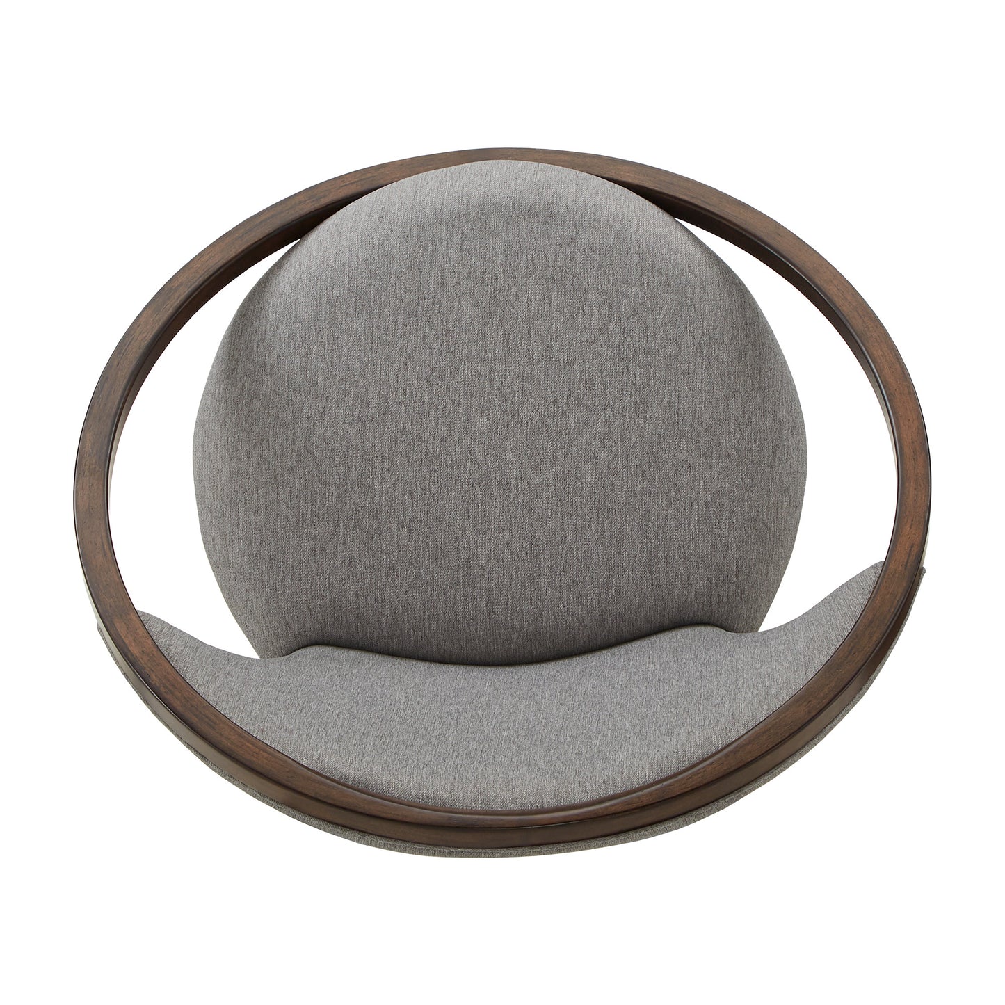 32" Wide Fabric Upholstered Accent Barrel Chair - Walnut Finish, Grey Herringbone Fabric
