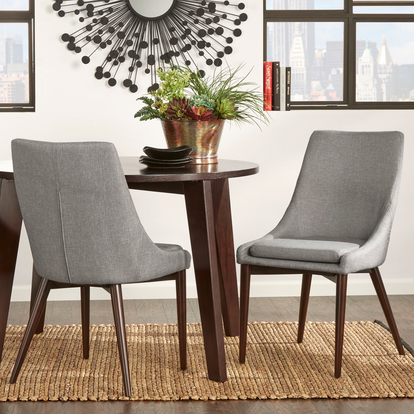 Mid-Century Barrel Back Linen Dining Chairs (Set of 2) - Grey Linen