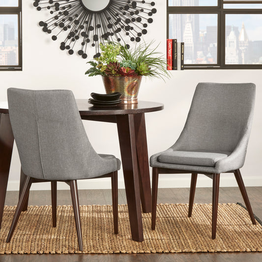 Mid-Century Barrel Back Fabric Dining Chairs (Set of 2) - Grey