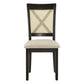Cane Accent Dining - X-Back Chair (Set of 2), Antique Black Finish, Beige Linen