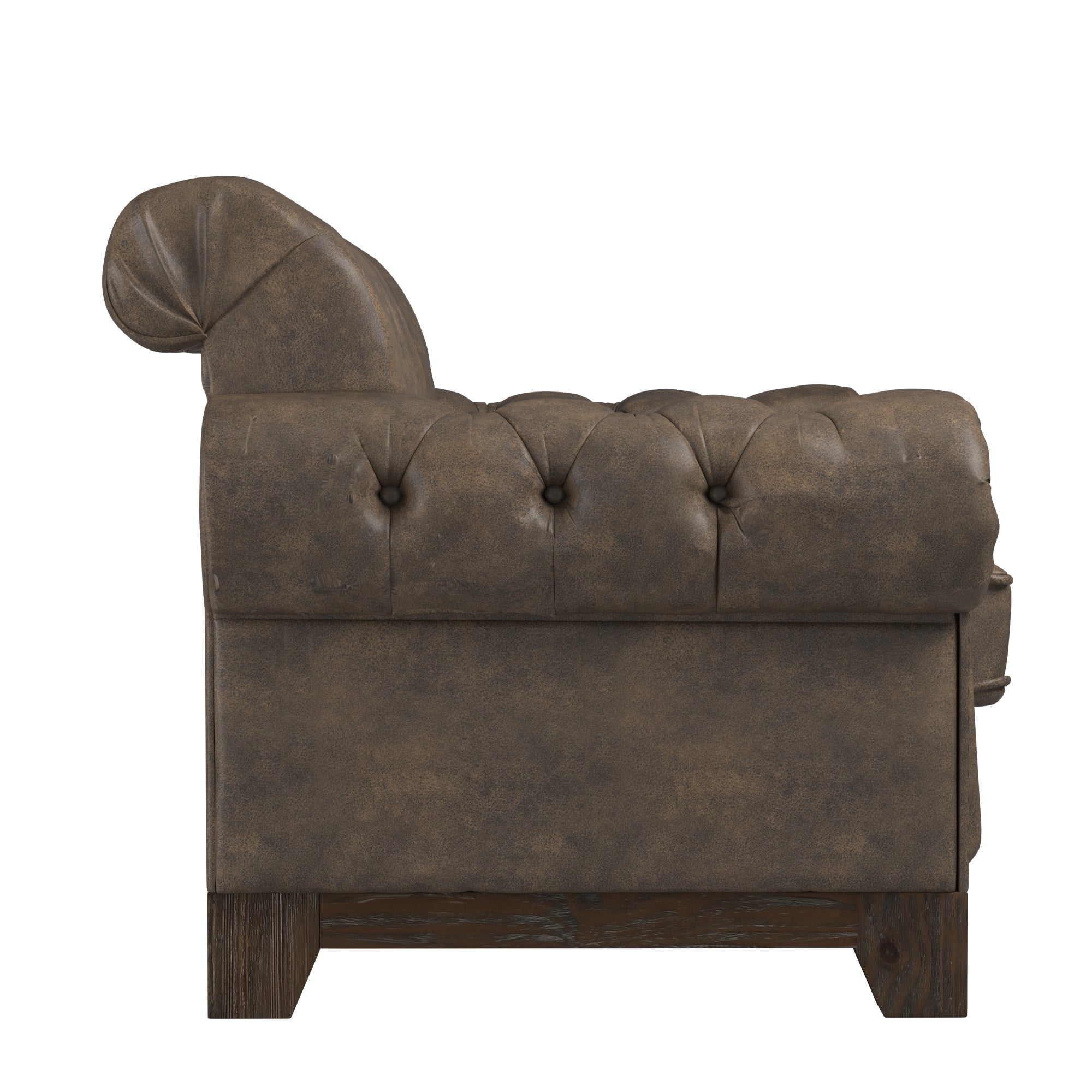 Tufted Rolled Arm Chesterfield Loveseat - Brown Polished Microfiber
