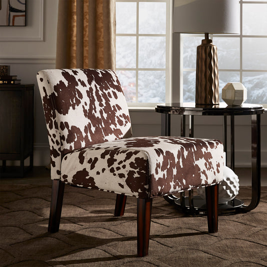 Cowhide Fabric Accent Chair - Brown Cowhide Print