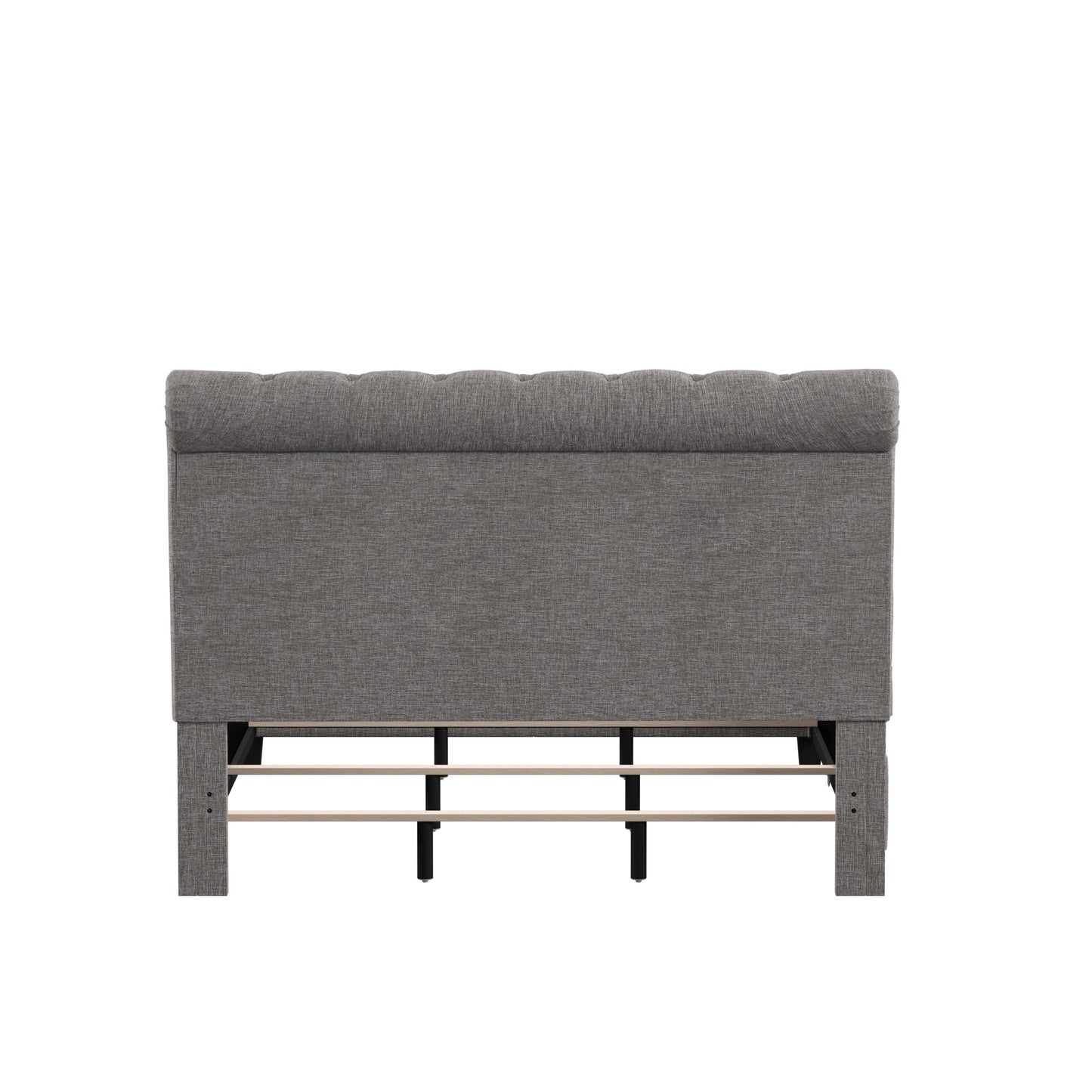 Adjustable Fabric Tufted Rolltop Queen Bed - Grey