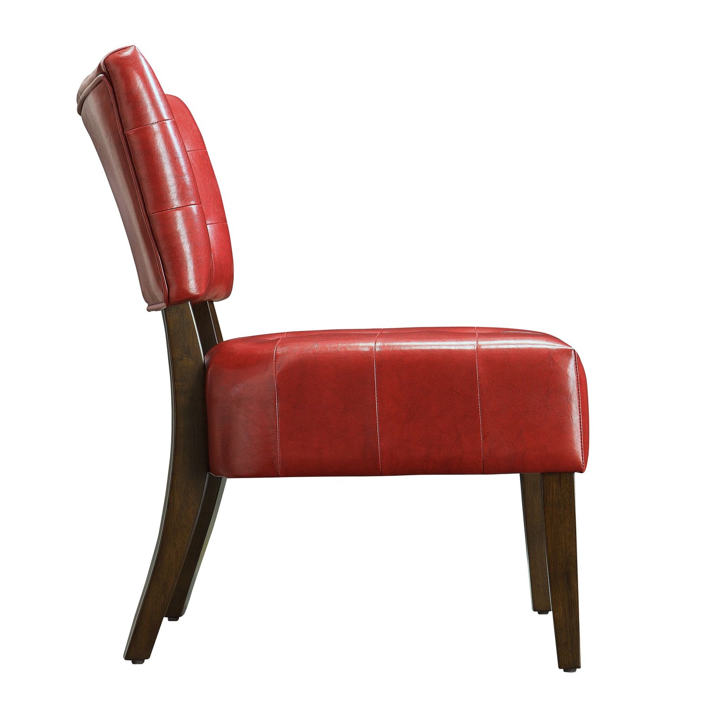 Faux Leather Armless Accent Chair - Cherry Red