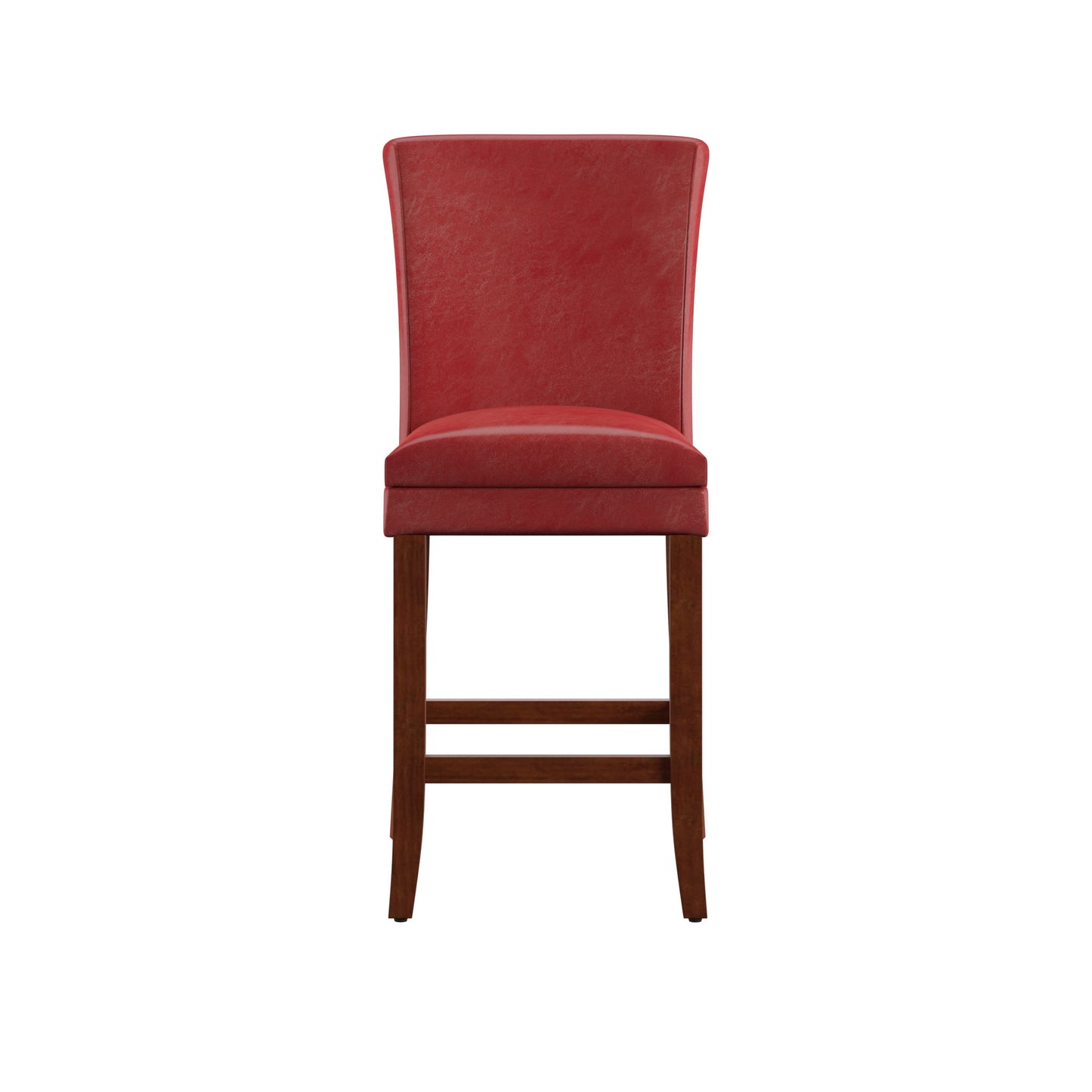 Classic Upholstered High Back Counter Height Chairs (Set of 2) - Red Vinyl