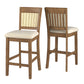 Cane Accent Counter Height - Slat Back Chair (Set of 2), Oak Finish, Beige Linen