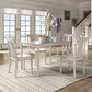 Oak Wood Finish 48-inch Rectangle Dining Set - Antique White Finish, Slat Back Chairs