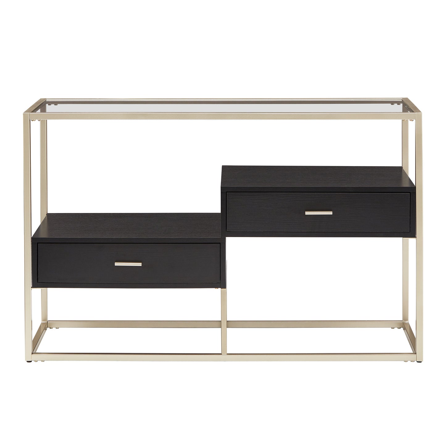Champagne Silver Finish Table with Storage - Sofa Table