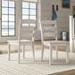 Oak Wood Finish 48-inch Rectangle Dining Set - Antique White Finish, Ladder Back Chairs