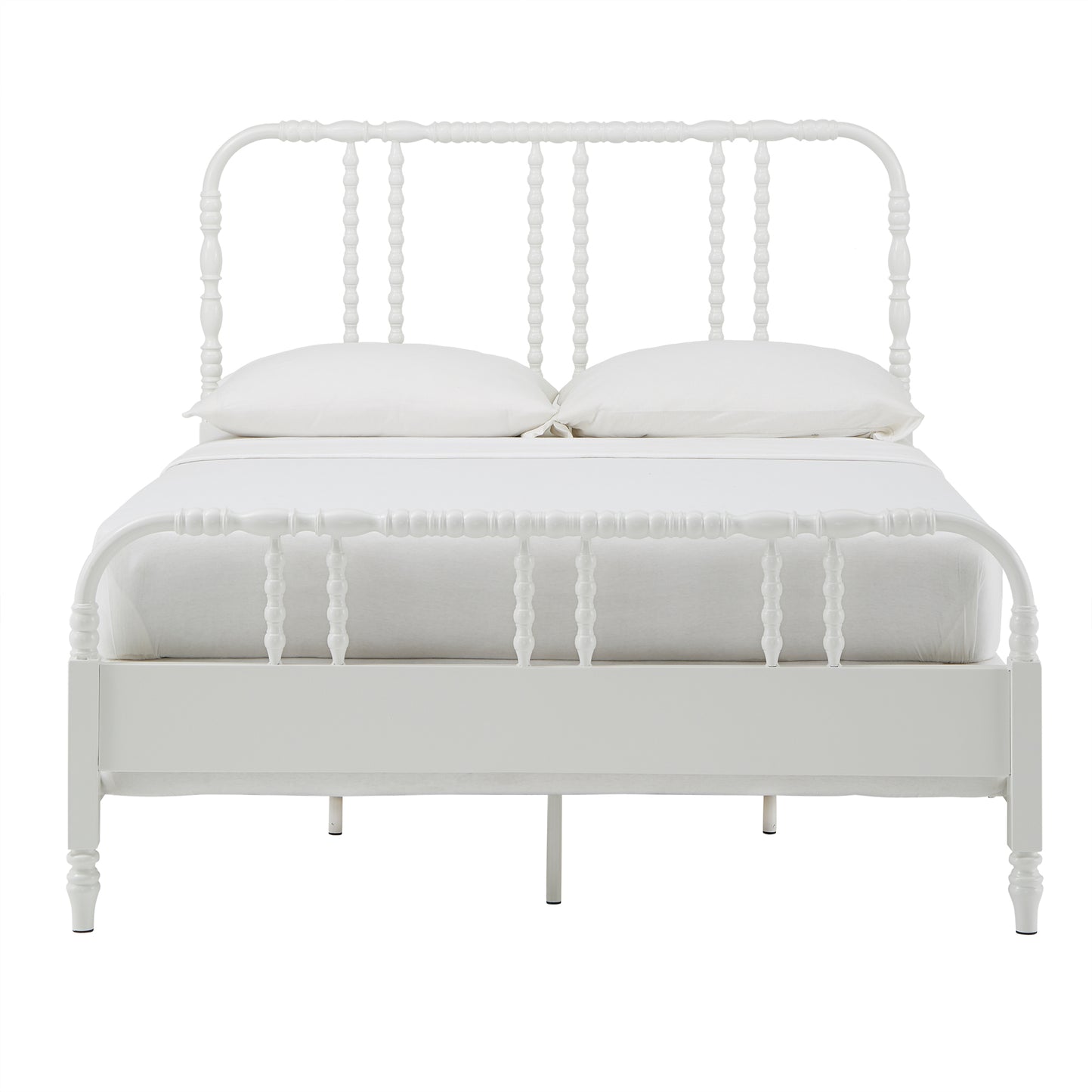 Metal Spool Bed - White, Queen (Queen Size)