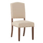 Linen Nailhead Chairs (Set of 2) - Brown Finish, Beige Linen