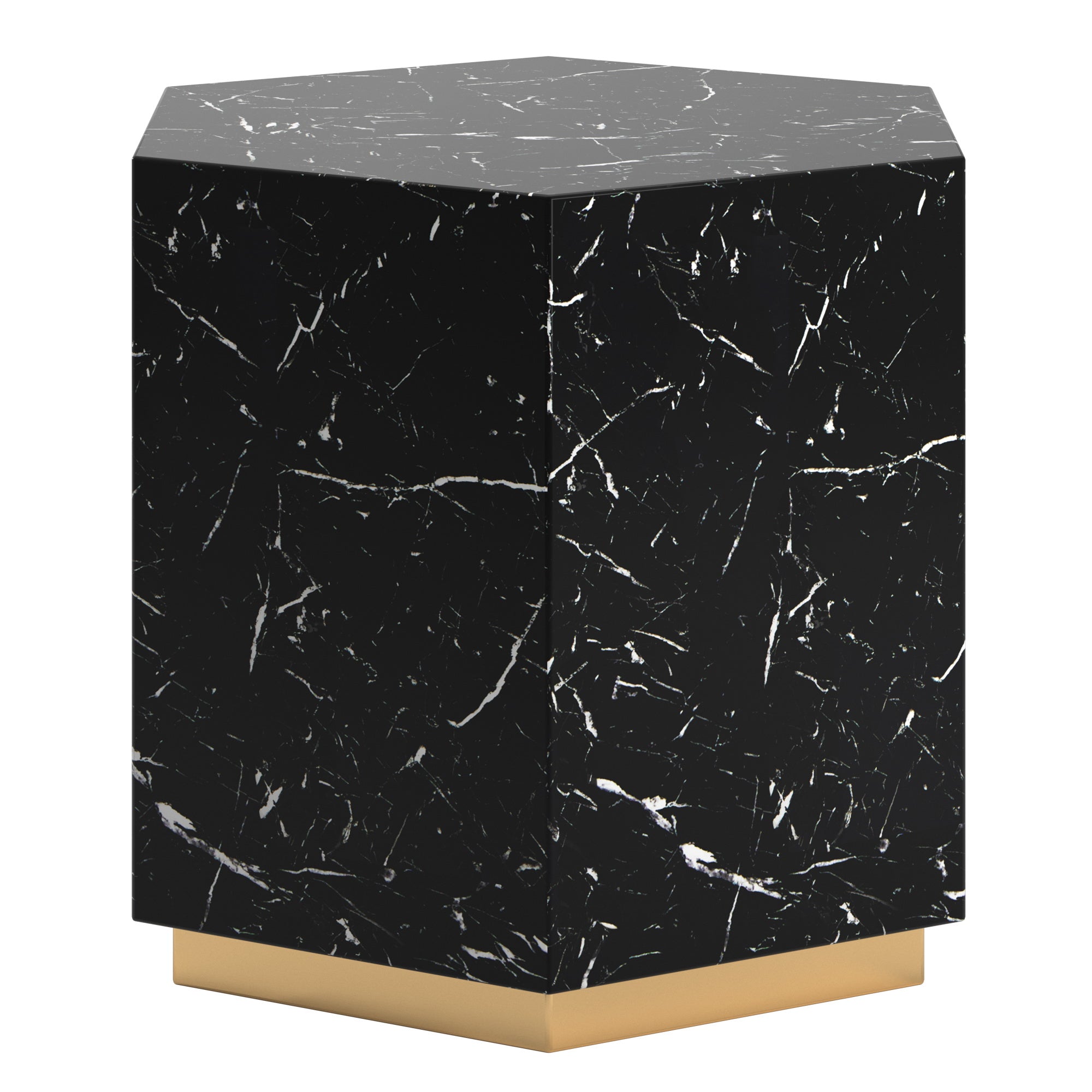 Faux Marble Table - Black, Hexagon, End and Coffee Table Set