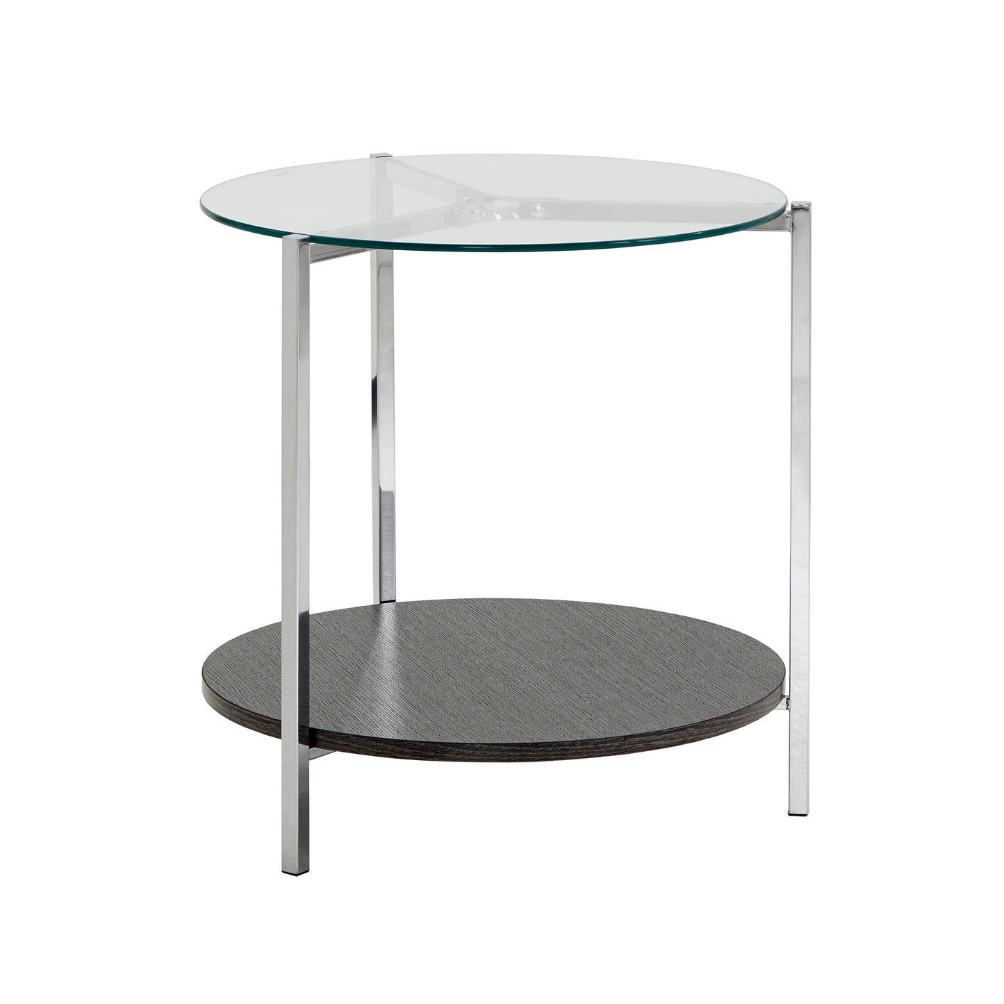 Chrome Finish End Table with Glass Top