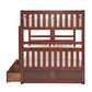 Dark Cherry Finish Kids' Bunk Bed - Full over Full, Bunk Bed with Storage Drawers