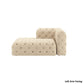 Beige Linen Tufted Chesterfield Sectional Chaise Lounge - Left Facing