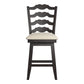 French Ladder Back Counter Height Swivel Stool - Antique Black Finish