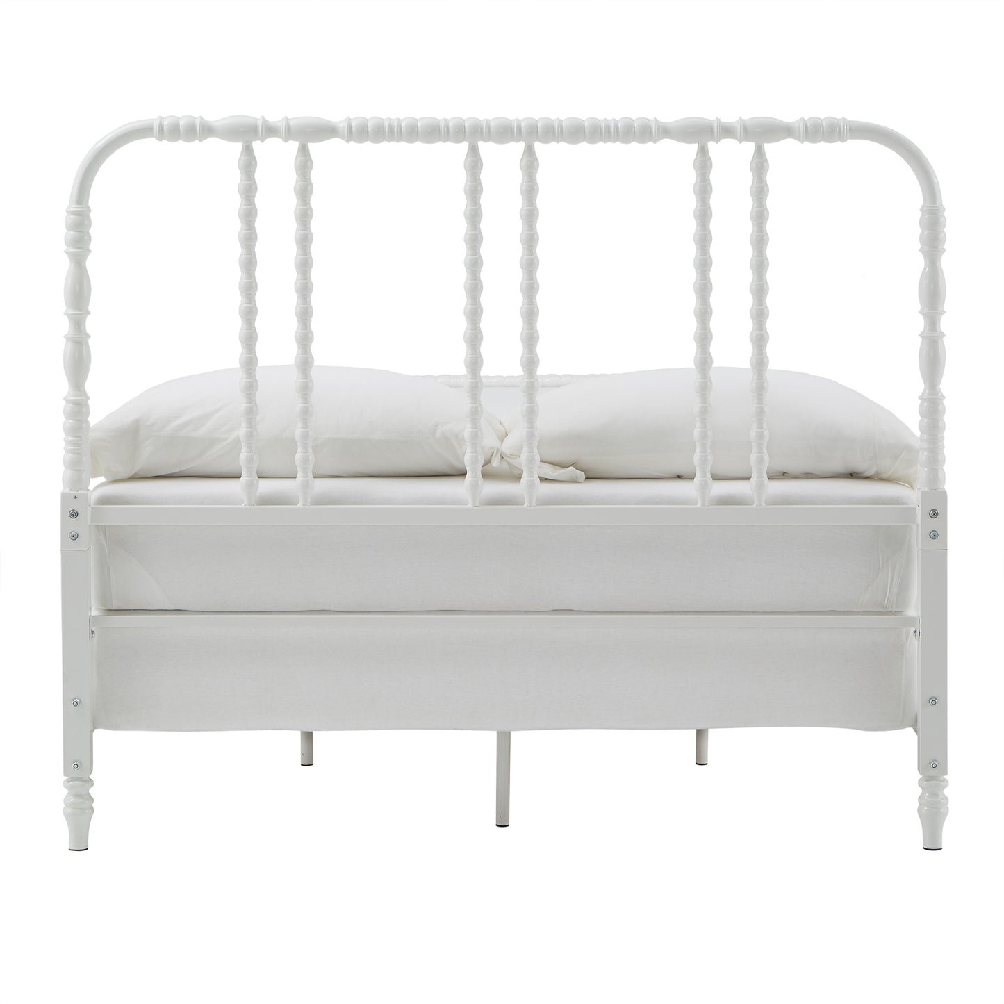 Metal Spool Bed - White, Queen (Queen Size)