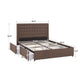 Tufted Linen Headboard Storage Platform Bed - Queen Size (Queen Size)