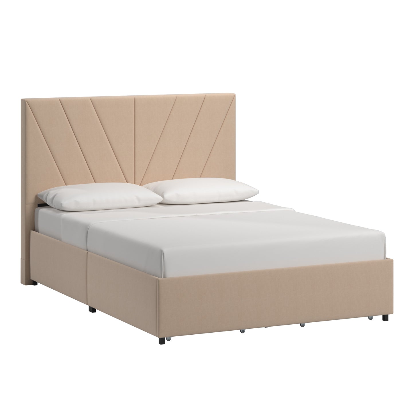 V-Channel Headboard Storage Platform Bed - Full Size (Full Size)