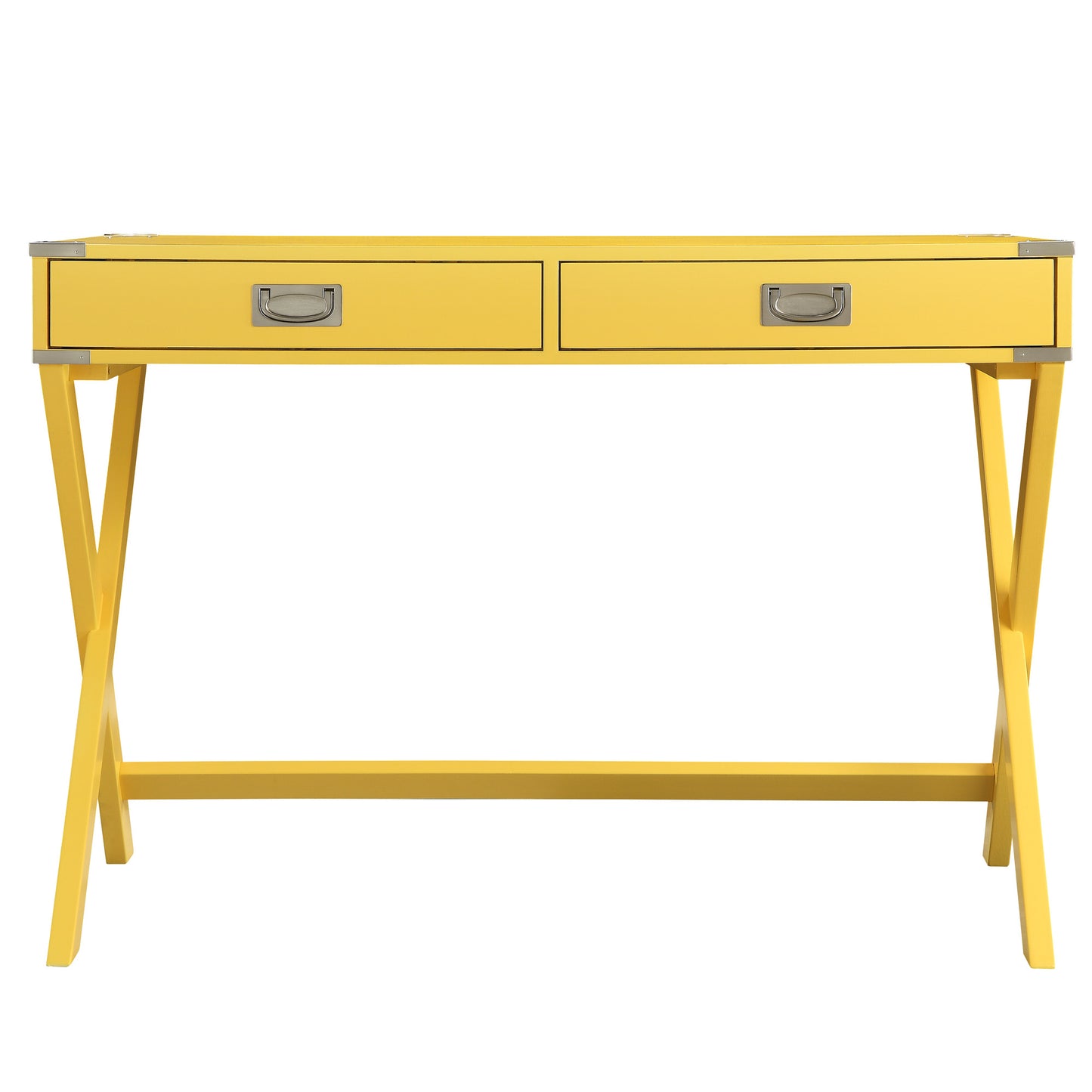 X-Base Wood Accent Campaign Writing Desk - Yellow