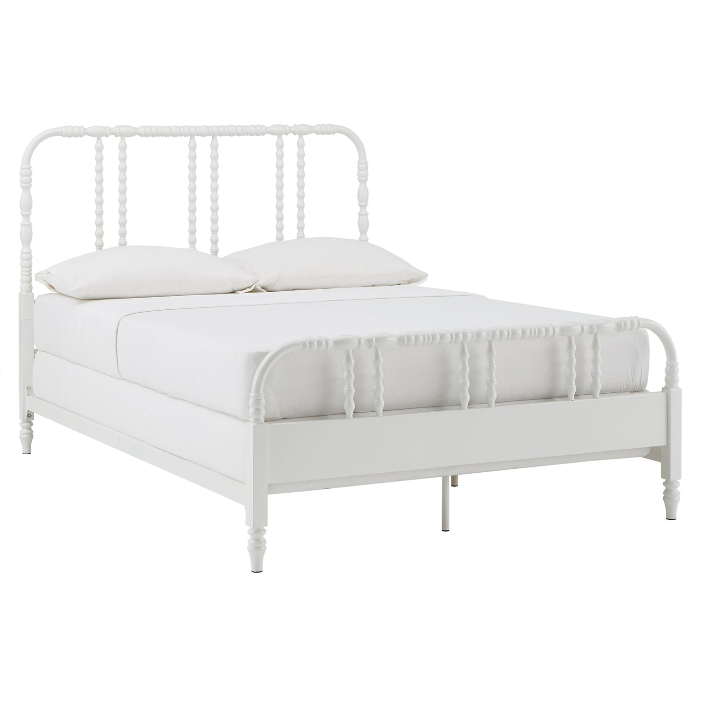 Metal Spool Bed - White, Queen (Queen Size)