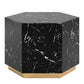 Faux Marble Coffee Table - Black, Hexagon (Set of 3)