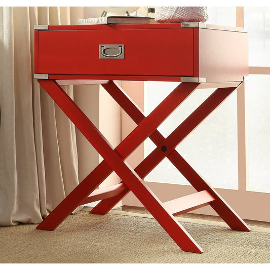 X-Base Wood Accent Campaign Table - Samba Red
