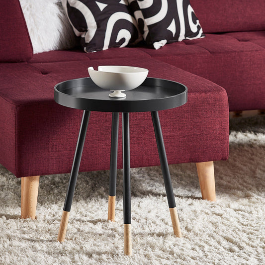 Paint-Dipped Round Tray-Top End Table - Vulcan Black