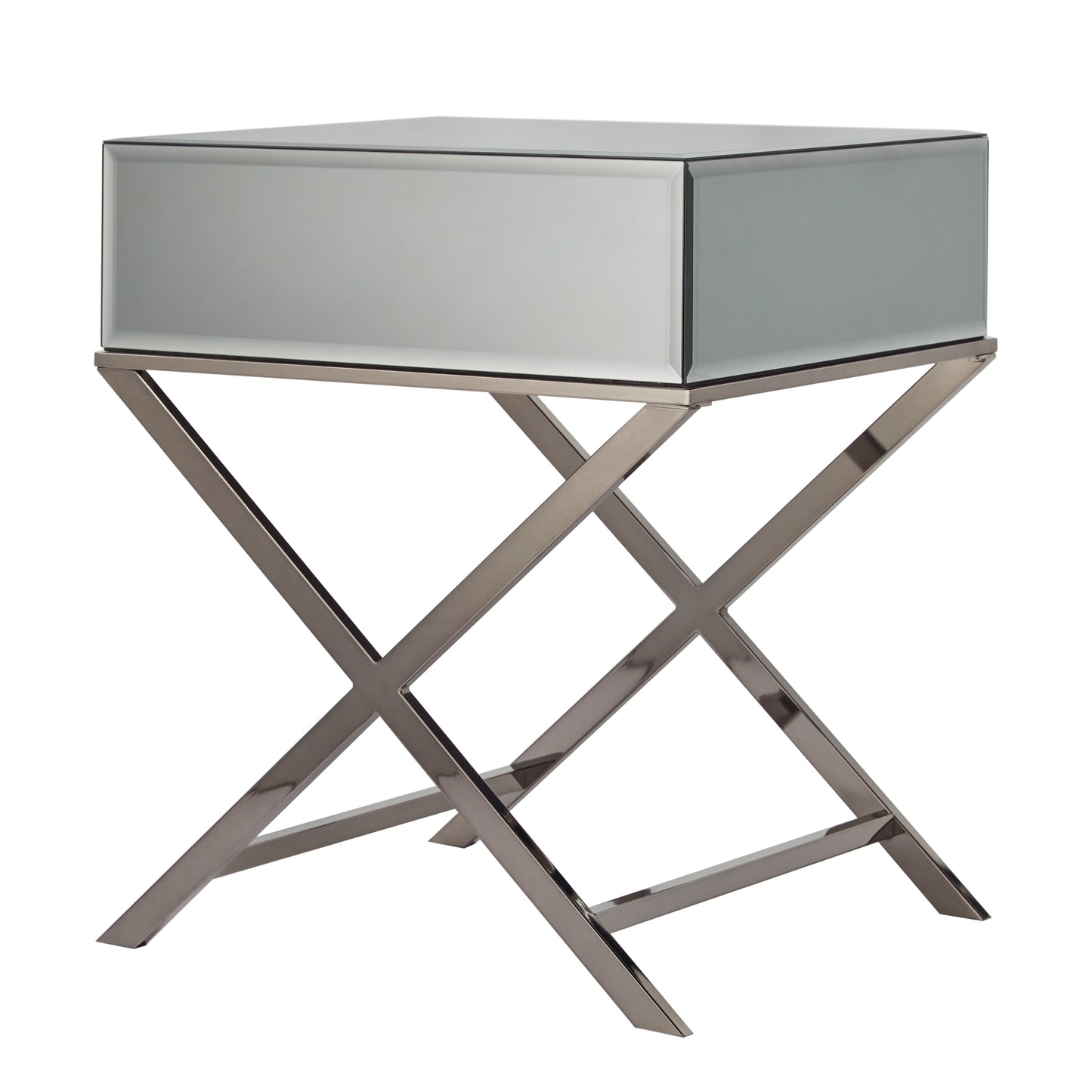X-Base Mirrored Accent Campaign Table - Black Nickel