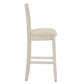Cane Accent Counter Height - X-Back Chair (Set of 2), Antique White Finish, Beige Linen