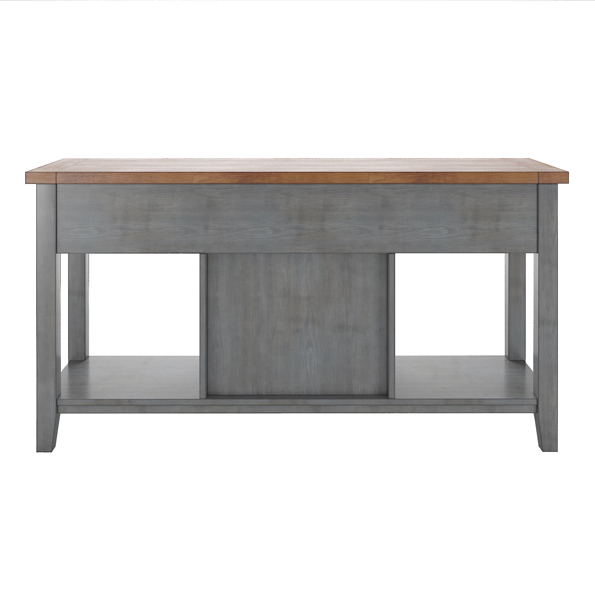 Local Pickup Only - Two-Tone Wood Wine Rack Buffet Server - Oak Finish Top with Antique Grey Finish Base
