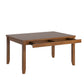 Solid Wood Rectangular Dining Table with Two Drawers - Oak Finish