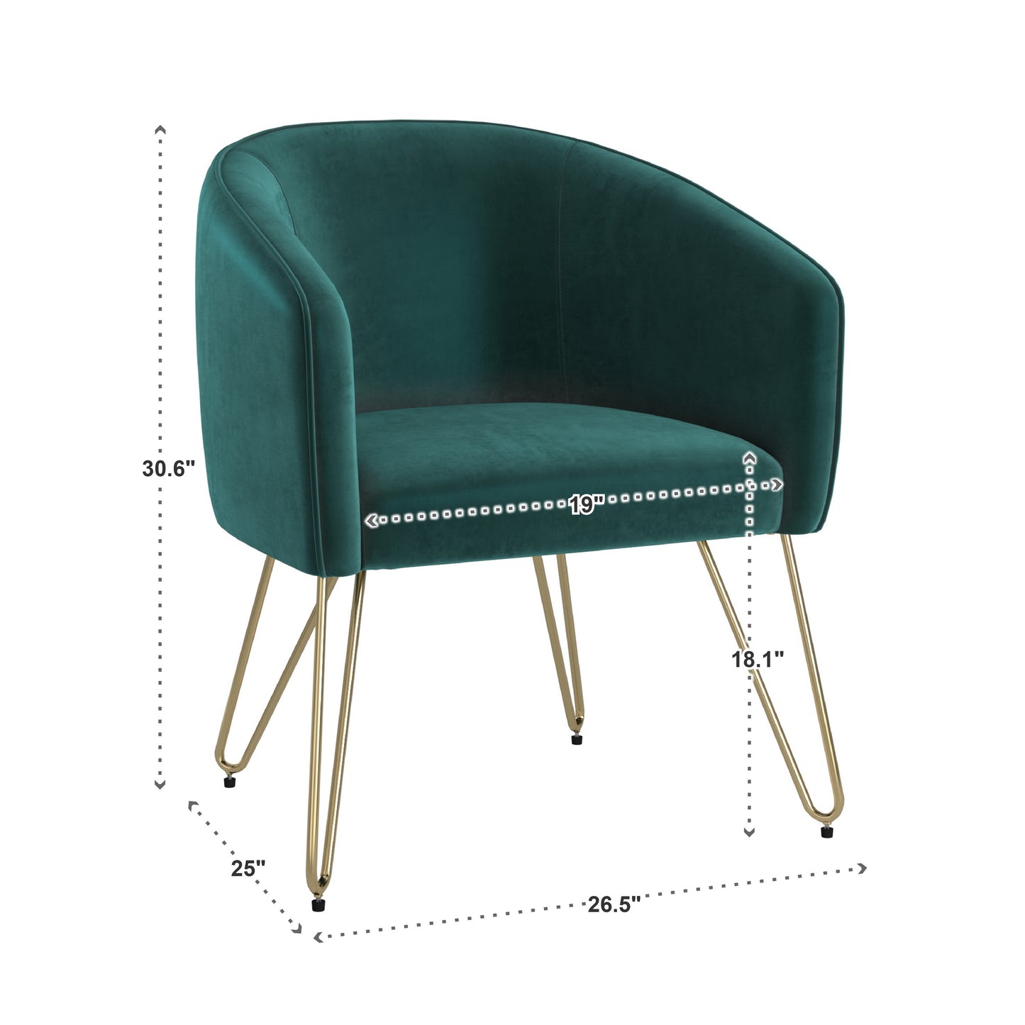 Gold Finish Velvet Accent Chair - Dark Green