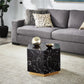 Faux Marble Coffee Table - Black, Hexagon