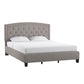Adjustable Diamond-Tufted Arch-Back Bed - Grey, Queen