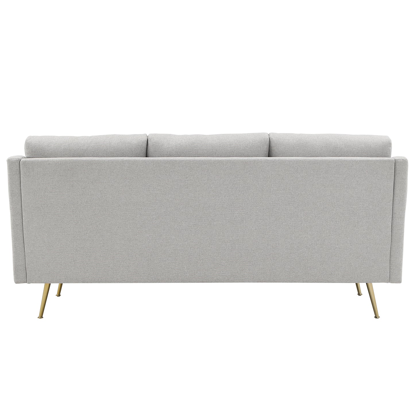 Grey Fabric Sofa with Gold Metal Legs