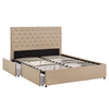 Nailhead Linen Headboard Storage Platform Bed - Queen Size (Queen Size)