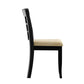 Black Wood Beige Microfiber Dining Chairs (Set of 2) - Window Back