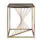 Square Metal and Glass Top End Table - Champagne Gold Finish with Brown Tinted Glass