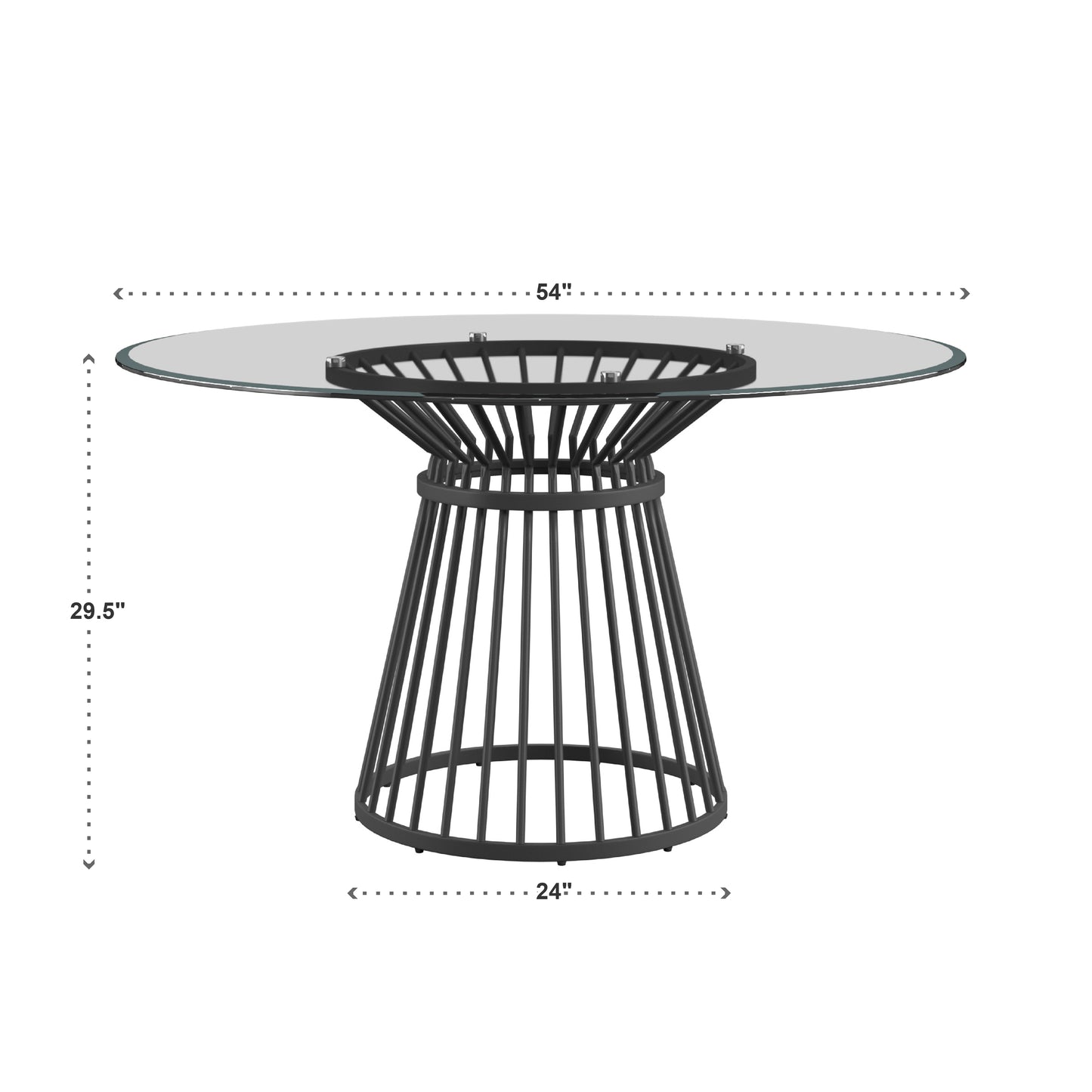 Round Caged Metal Base Dining Table