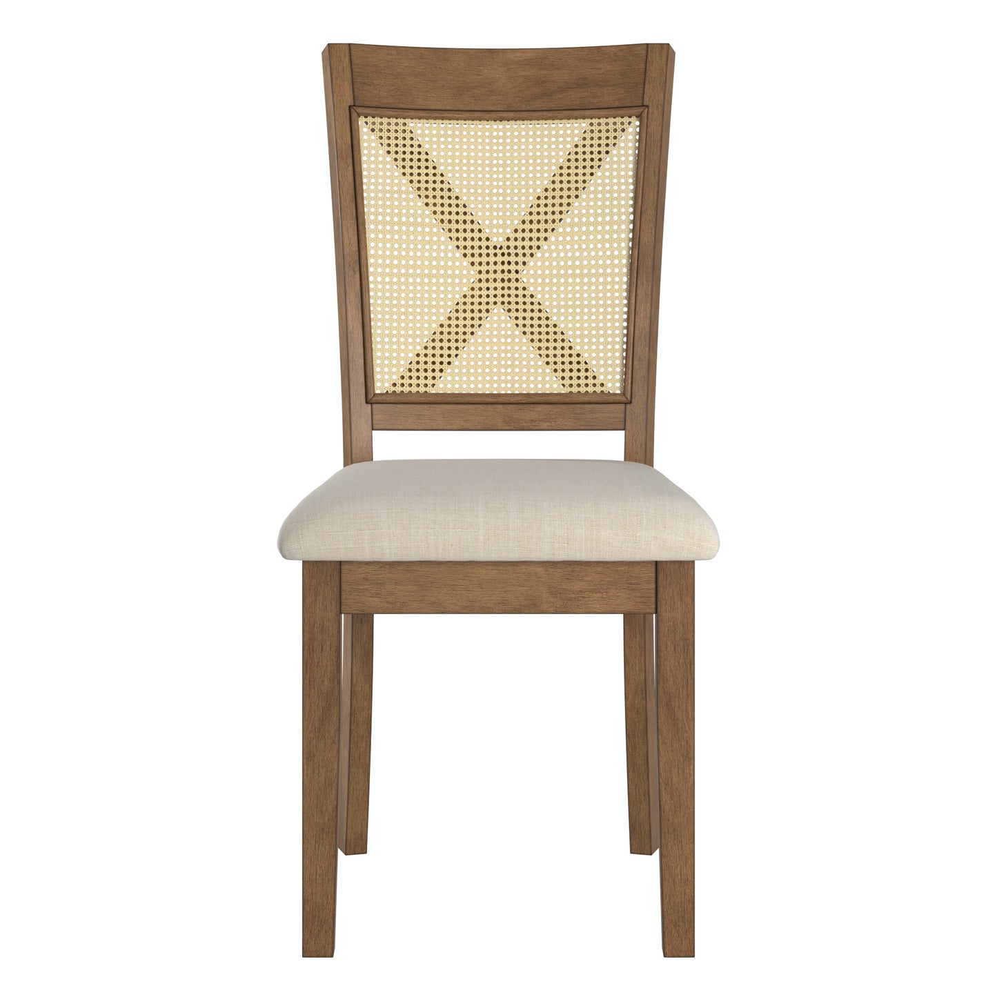 Cane Accent Dining - X-Back Chair (Set of 2), Oak Finish, Beige Linen