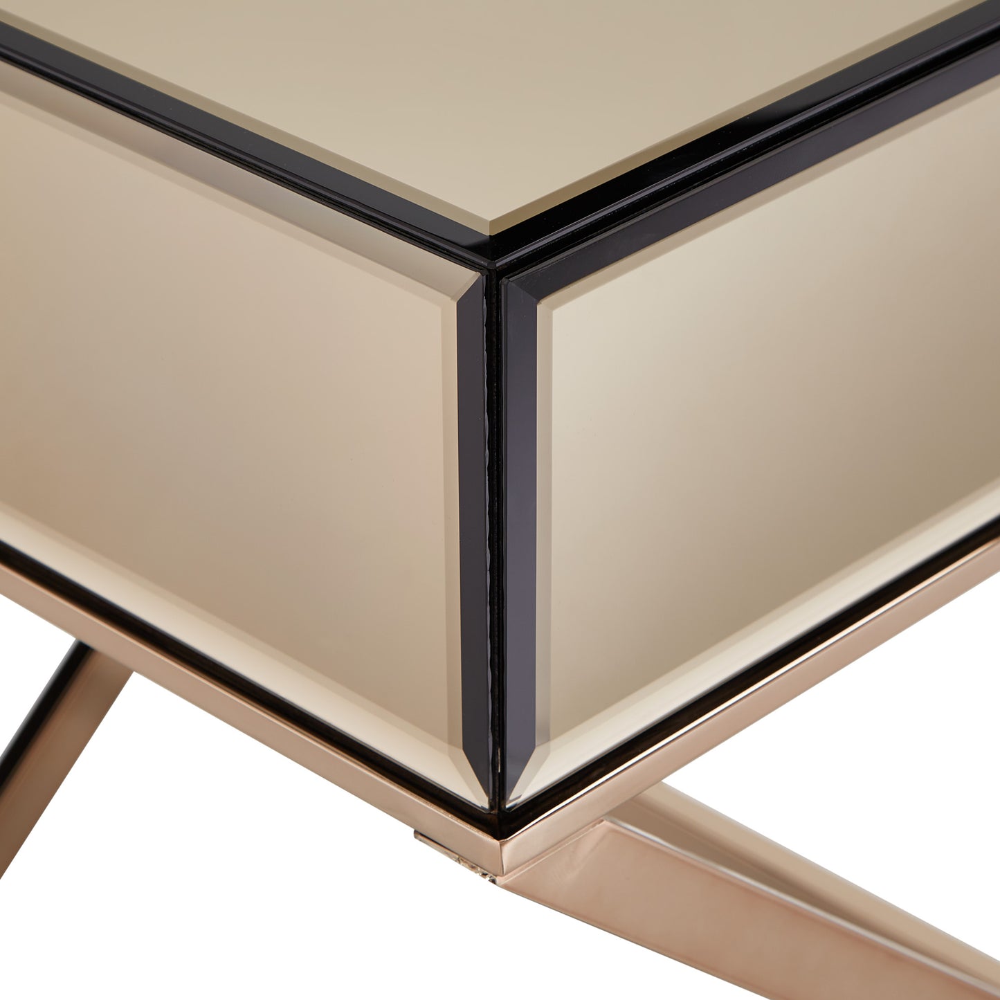 X-Base Mirrored Accent Campaign Table - Champagne Gold