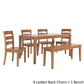 60-inch Rectangular Oak Finish Dining Set - Ladder Back Chairs, 6-Piece Set