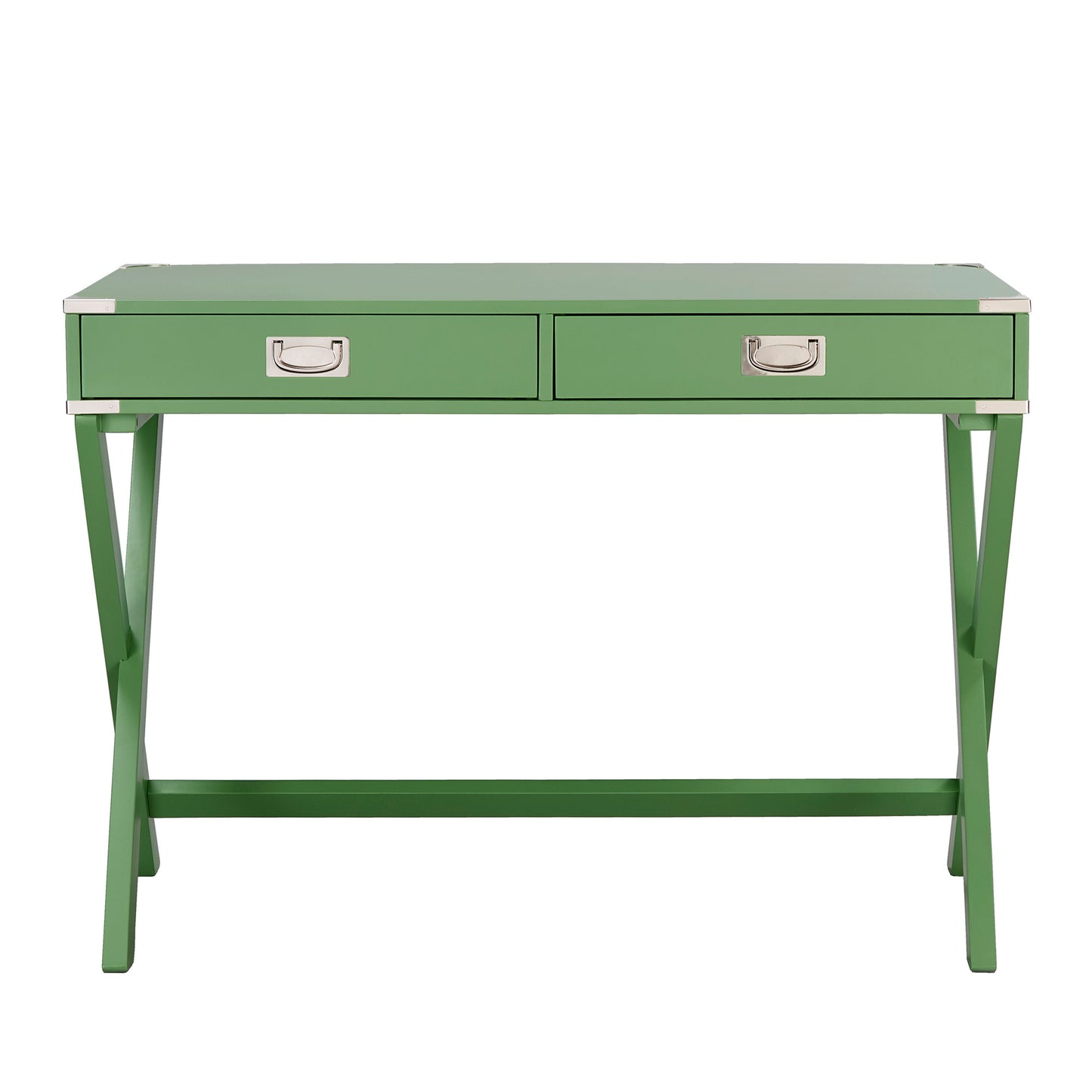 X-Base Wood Accent Campaign Writing Desk - Meadow Green
