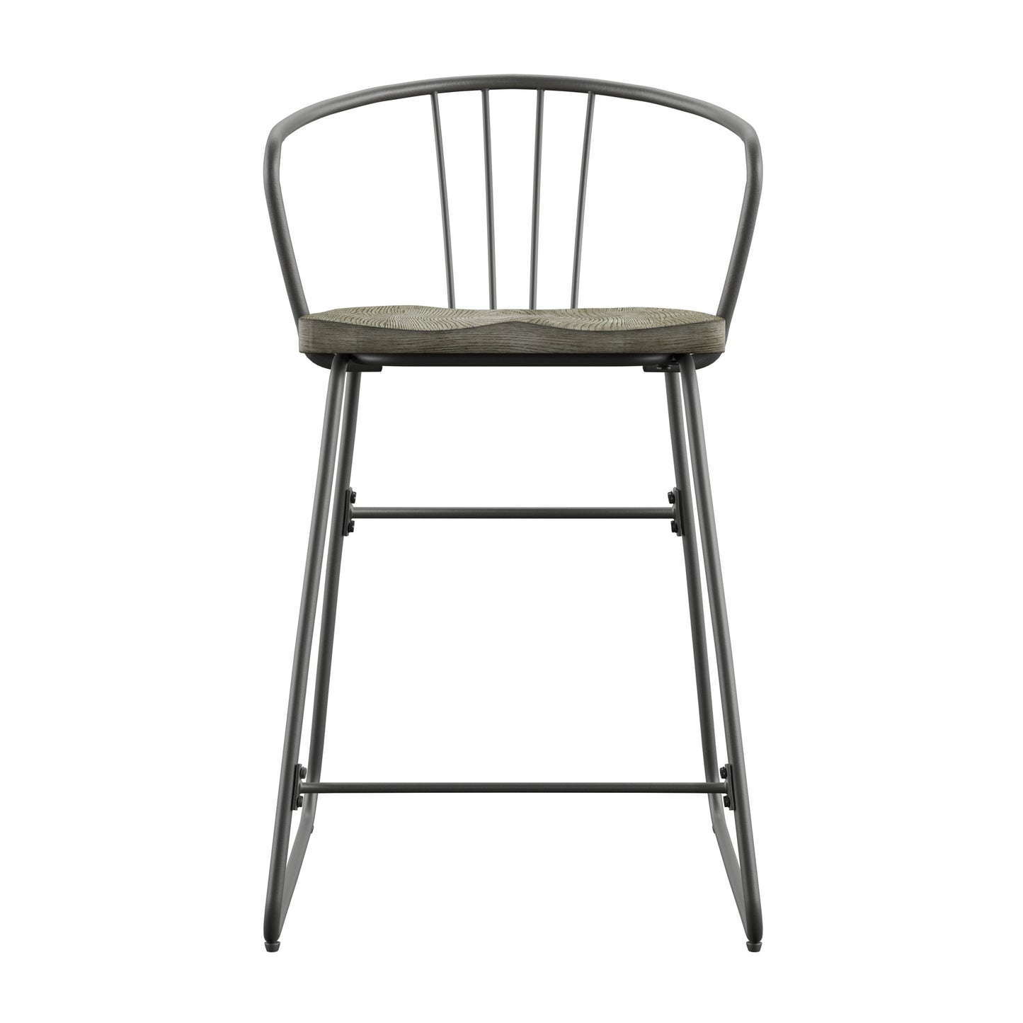 Iron and Grey Finish Counter Height Chairs (Set of 2)