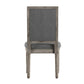 Rectangular Linen and Wood Dining Chairs (Set of 2) - Dark Grey Linen, Antique Grey Oak Finish