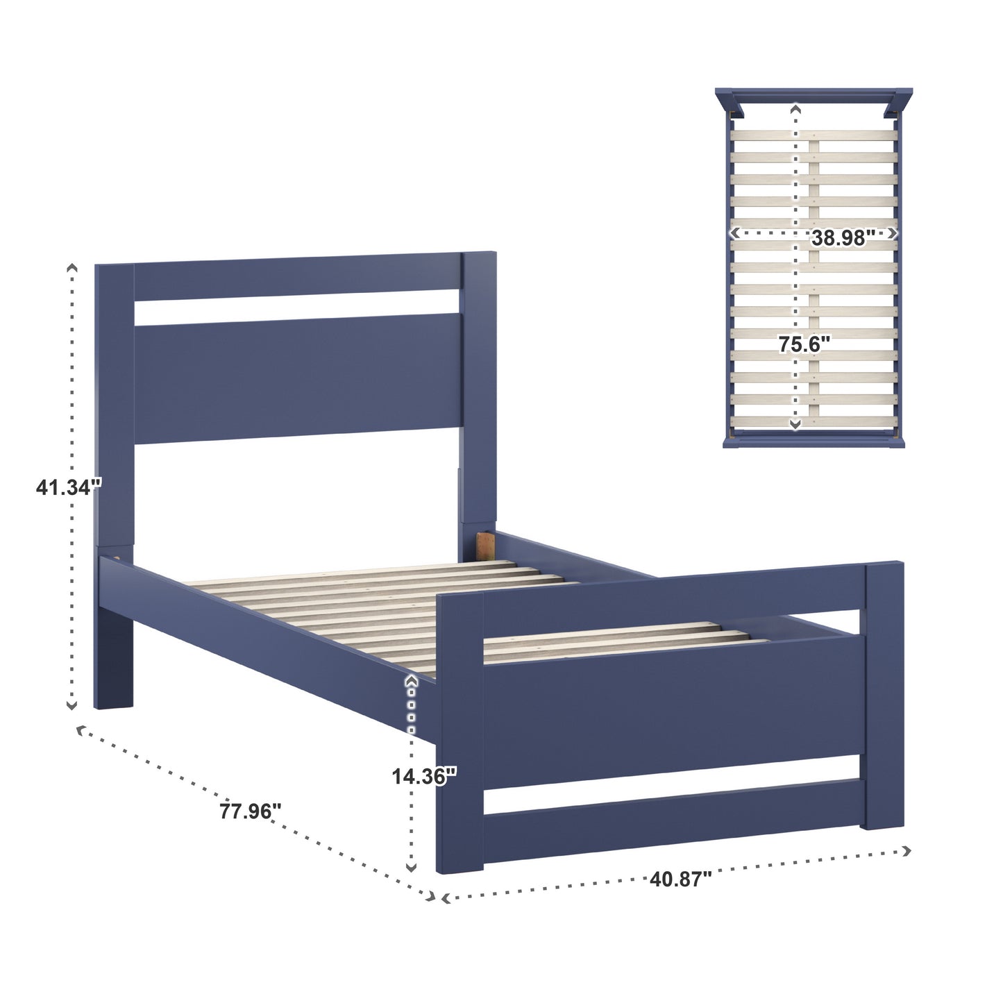Rectangular Cutout Panel Platform Bed - Twilight Blue, Twin
