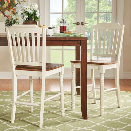 Antique Two-Tone Counter Height Chairs (Set of 2) - Antique White, Slat Back